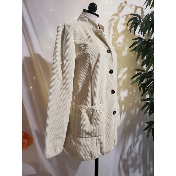 Vtg Orvis Corduroy Button Up Cream Barn Coat Chore Jacket Size S Pockets  Cotton - Picture 2 of 13
